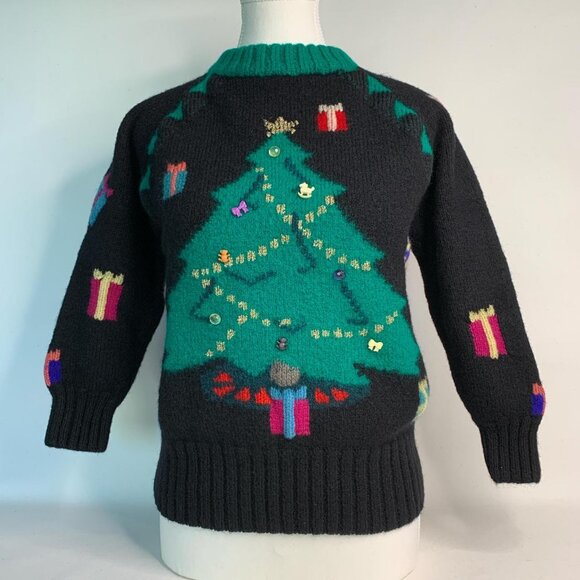 Vintage Checkers Beverly Hills 3D wool Christmas sweater - Picture 1 of 4